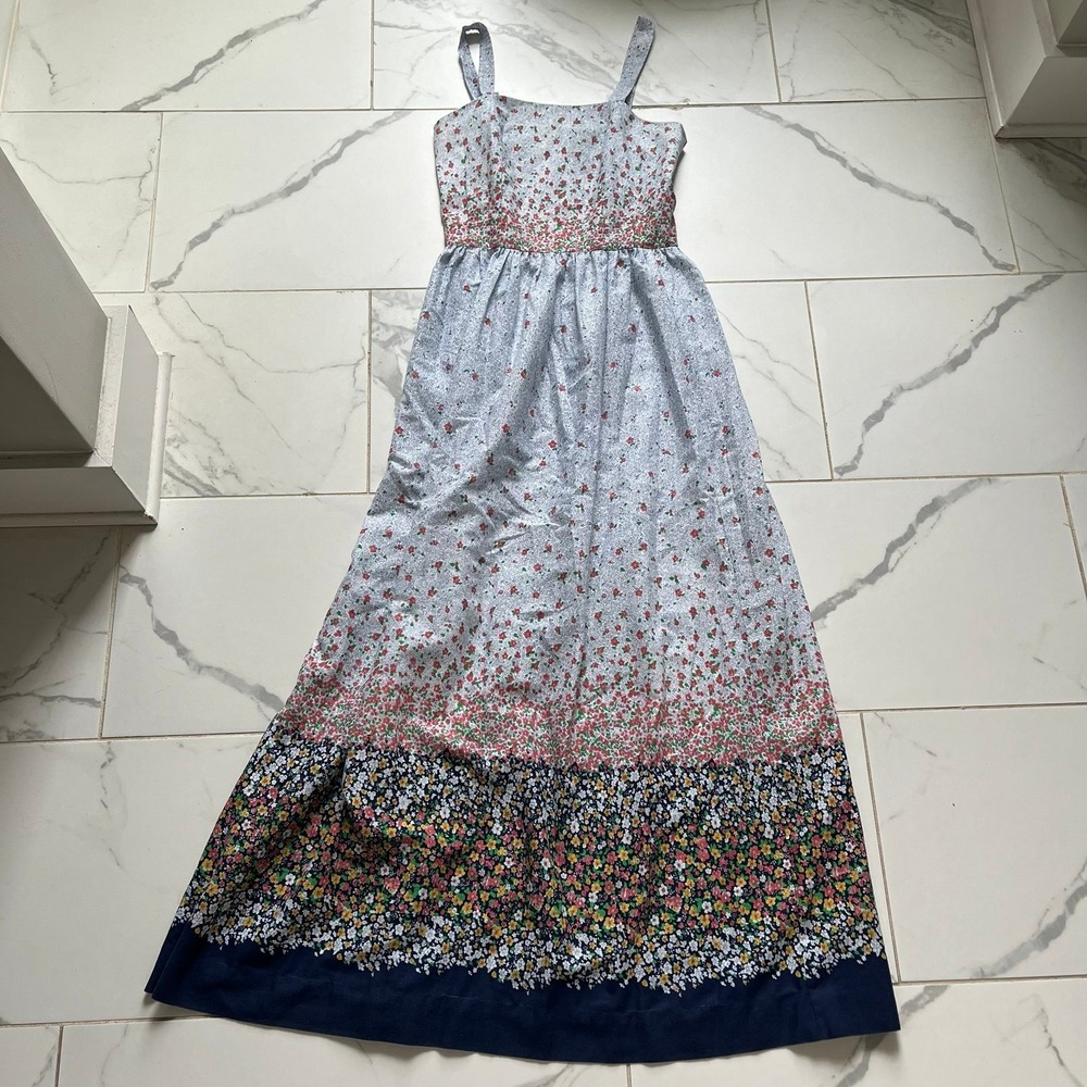Vintage 1970s cotton floral print maxi dress 2